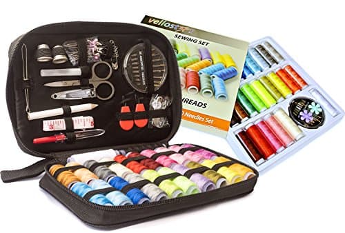 Big Sewing KIT and Sewing Set with 24-Color Threads Bundle- for All-Purpose Sewing Repairs at Home & in The Office. Complete Sew Kit with Mixed Color Threads for Sewing Machine. Black & Multicolored