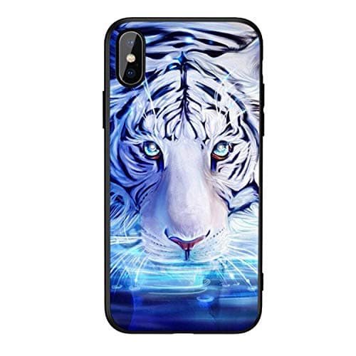 Phone Case for iPhone X Xr 8 7 10 6 6S Xs Max Glass Animal Cover Case for iPhone 7 8 X 6 6 S Plus Xr Luxury Case Coque 02.White Tiger for iPhone 6 6S