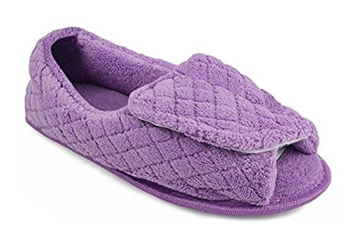 Muk Luk Womens Adjustable Open Toe Slipper (L, Lilac)