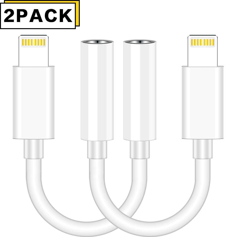 [2 Pack] JNDDF Headphone Adaptor for iPhone Adaptor to 3.5mm Converter Earphone Adaptor Audio Jack Headphone Cable Support iOS Compatible iPhone 7/7 Plus/8/8 Plus/X/XS/XR and higher models