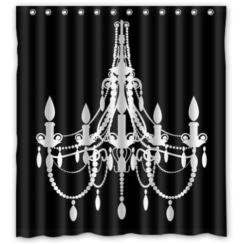 66"(w) x 72"(L) Custom classical Chandeliers black Bathroom Waterproof Polyester Fabric Shower Curtain
