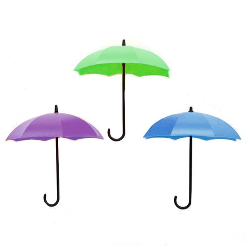 Iloits 3PCS Umbrella Wall Hooks Decoration Hanger Key Rack Holder Bathroom Kitchen Organizer Tool Holsters