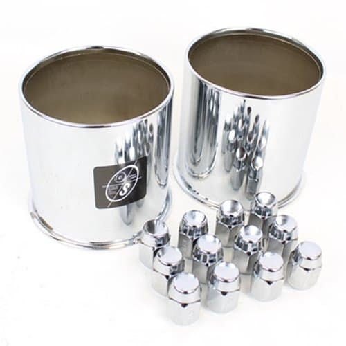 (2) 4.25" Open Ended Center Caps & (12) Chrome Trailer Wheel Lug Nuts
