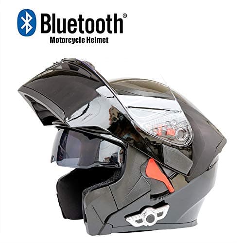 LYZL Bluetooth motorcycle helmet modular flip Bluetooth helmet D.O.T certified anti-fog double mirror with FM automatic answer stereo sound quality (multiple colors available)