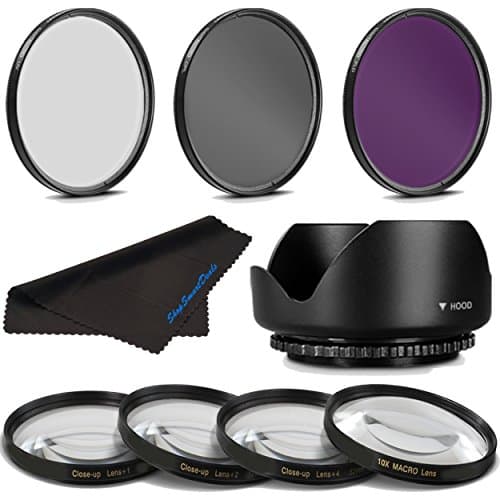 58MM Professional Macro &amp; Lighting Filter Kit for Voigtlander Nokton 17.5mm F0.95 Aspherical, 58 mm CPL + UV + FLD + 4 Piece Close Up Kit &amp; 58 mm Lens Hood, 58mm Filter Bundle