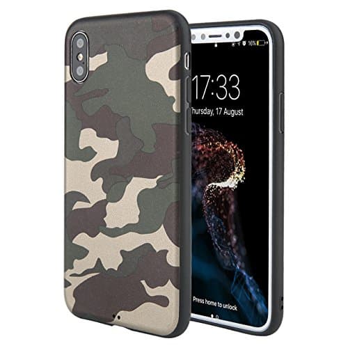 IRONHIDE iPhone X Case | Camouflage Design | Slim &amp; Lightweight | TPU Material | Provides 360° Protection (Army Green)
