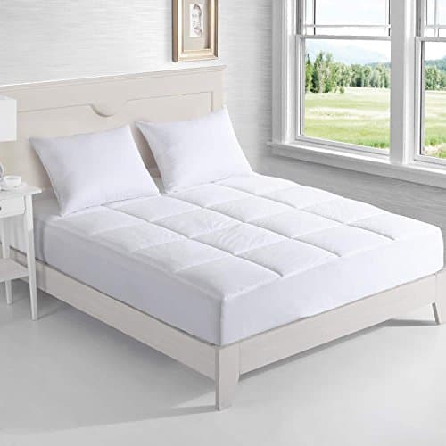 Epoch Hometex, Inc. Nanofibre 400 Thread Count Down Alternative Water and Stain Resistant Mattress Pad - White Queen