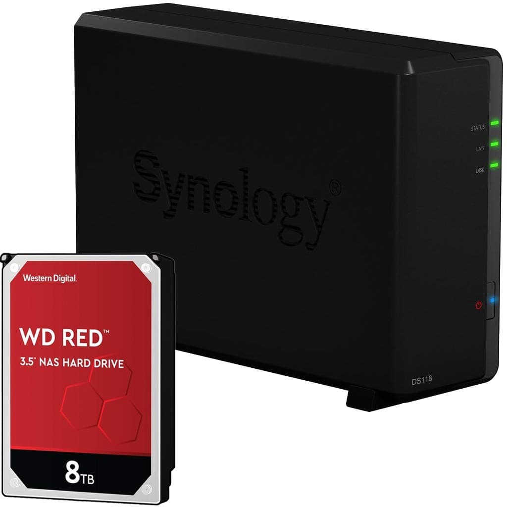 Synology DS118 1-Bay DiskStation Bundle with a 8TB Western Digital RED NAS Drive Fully Assembled and Tested by CustomTechSales