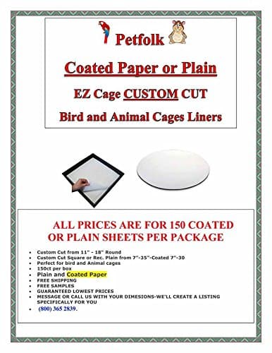 EZ Cage 150ct Bird Cage Plain and Coated Bird Cage Liners FREE SAMPLES (Round Coated/Uncoated 11-14")