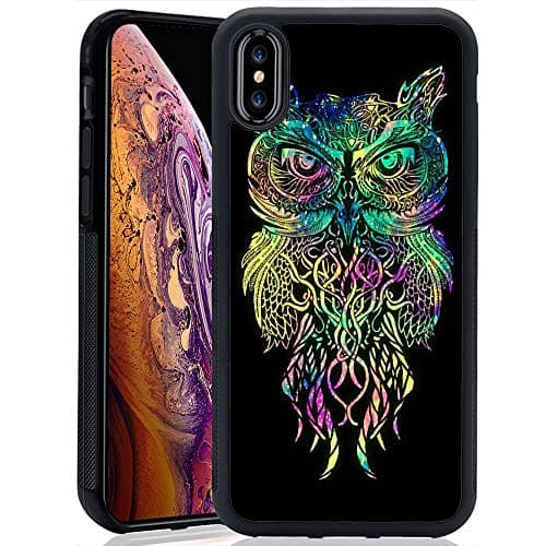 Case with Galaxy Owl Pattern for iPhone Xs Max (2018) Whimsical Design Bumper Black Soft TPU and PC Protection Anti-Slippery &Fingerprint Case for iPhone Xs Max