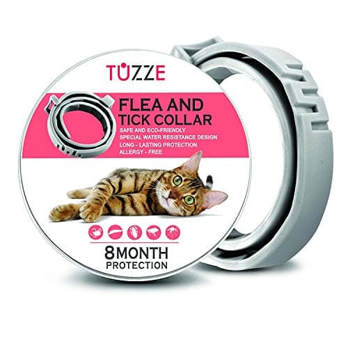 TUZZE Flea and Tick Collar for Cats - 8 Months Continuous Flea Protection for Cats - Waterproof and 100% Natural Essential Oil Extract Cat Flea Collar - Safe Flea Treatment [2019 Upgrade Version]