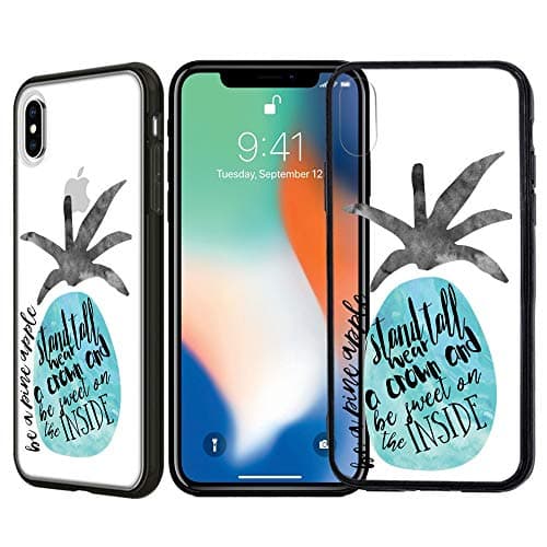 [Inkmodo] Clear TPU Case for iPhone X/iPhone Xs - Stand Tall Wear A Crown Pineapple Quote Cool Summer Hipster Printed Unique Design Pattern Cover