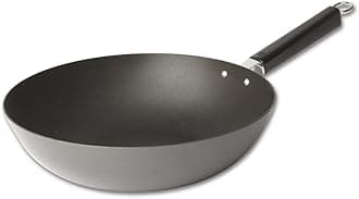 JOYCE CHEN Professional Series 12-Inch Carbon Steel Excalibur Nonstick Stir Fry Pan with Phenolic Handle