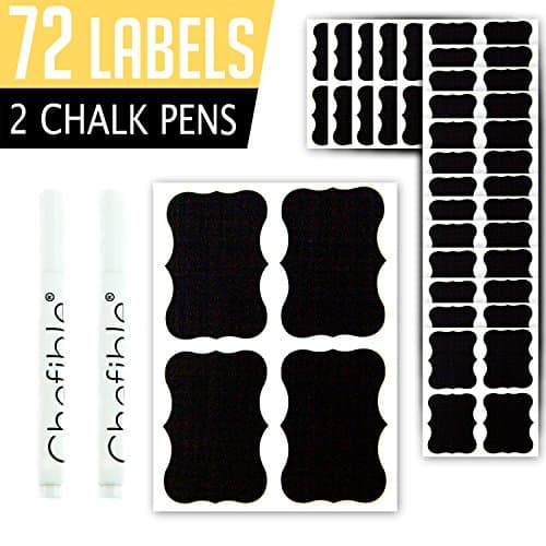 Chefible 72 Elegant ChalkBoard Label Set With 2 Erasable Chalk Markers