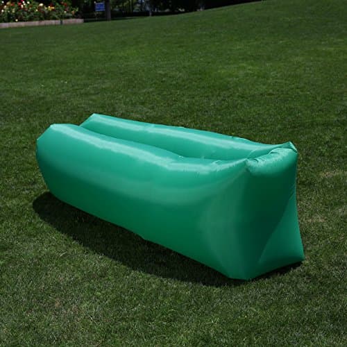 Inflatable Lounger Bed Portable Air Sofa Giant Foldable Sleeping Bed Indoors&amp; Outdoors with Carry Bag for Camping Hiking Traveling Park Beach Pool Backyard (Grass Green)