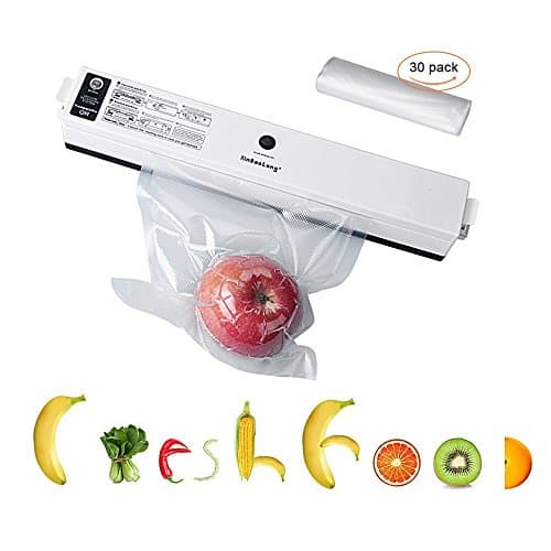 Automatic Vacuum Sealer – Compact Size Sealing Machine for Food Preservation and Storage Including Starter Kit , 30 Free Sealer Bags, Multifunctional Portable Vacuum Packaging Saver, 110V(Black)