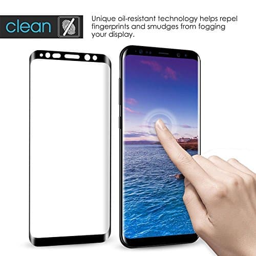 MEISNOEL Galaxy S8 Plus Tempered Glass Full Screen Protector For Samsung S8 Plus Edge Glass Protector [Anti-Scratch] [High Definition] [Bubble Free] [Fingerprint-proof ] Black