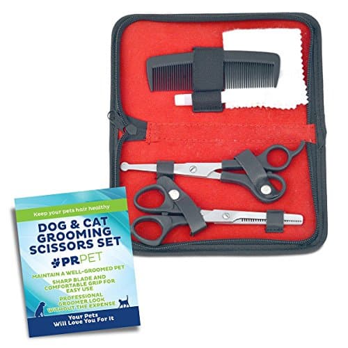 PR Pet Grooming Scissors Kit for Dog Professional 5 pc set Trims Easily and Safely 6 Inch