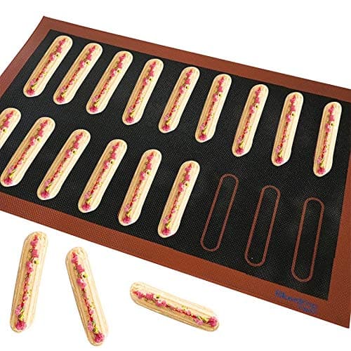 Water hep Silicone Baking Mat double sides 4.7 and 2.36 inch Silicone baking liners Eclair 18 or 44 Cavity Non-Stick Lady finger Thumb Cake Baking Mat