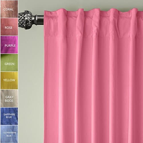 SeeSaw Home Super Soft Premium Solid Matt Velvet Thermal Insulated Rod Pocket 2 IN 1 Heading Curtains for Bedroom or Living Room, 50W By 108L Inch, Set of 2 Panels, Rose