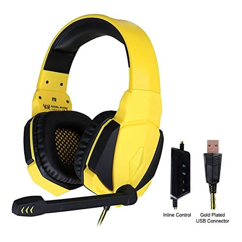 Mictech G4000 Professional USB PC Gaming Stereo Noise Canelling Headset Headphone Earphones with Volume Control Microphone For Laptop Computer with MIC (Yellow)
