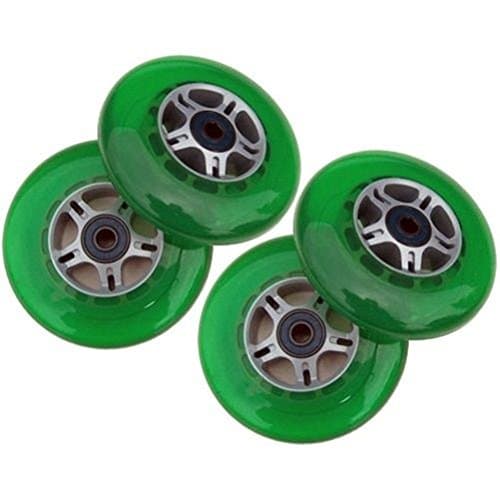 4 Green 100mm Replacement Wheels + ABEC-7 Bearings for Razor Pro Kick Scooter