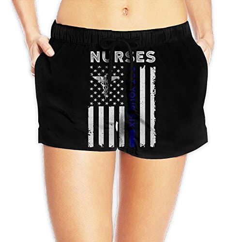 WEIWIFI Nurses Got Your Six American Flag Quick-Drying Hot Pants Tropical Beach Shorts for Girl Women
