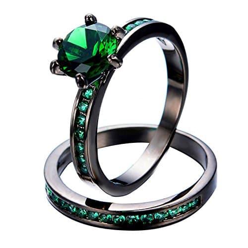 Cherryn Ring Sets Wedding Green Zircon RingFor Men sterling silver engagement ring