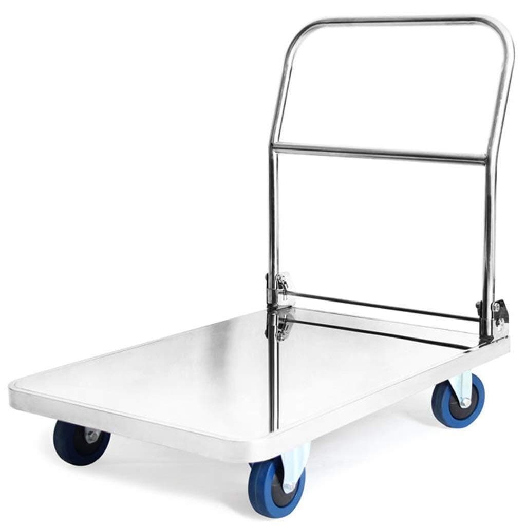 LXF sack barrows Compact platform truck Folding trolley Wheel and handle folding Load capacity (250 kg) Silver sack truck (Size : 754585cm)