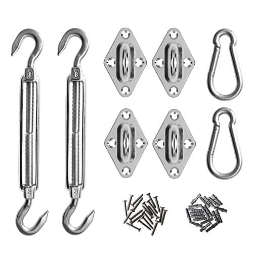 Sail Hardware Kit Stainless steel For Outdoor Canopy Square, Rectangle and Triangle Sun Shade Rope Sail (Heavy Duty and Rust Free)