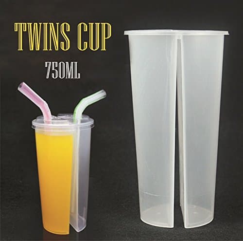 Sprinkles Land 300 Set 750 ML Hot Cold Shared Cup PP Two Compartment Split Drink Cups Bubble Tea