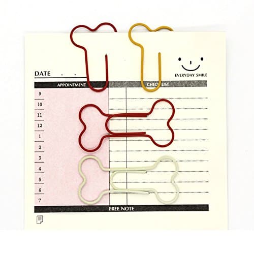 Creative Paperclips Cute Bone Shaped Paper Clamps for Office School, Assorted Color Pack of 100
