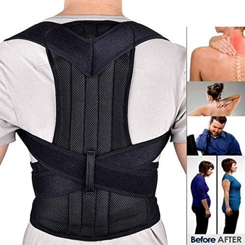 J Go Posture Corrector Back Brace Waist Wide Straps Support with Adjustable Size for Upper Back Pain Relief, Improve Sitting and Standing Posture (M)