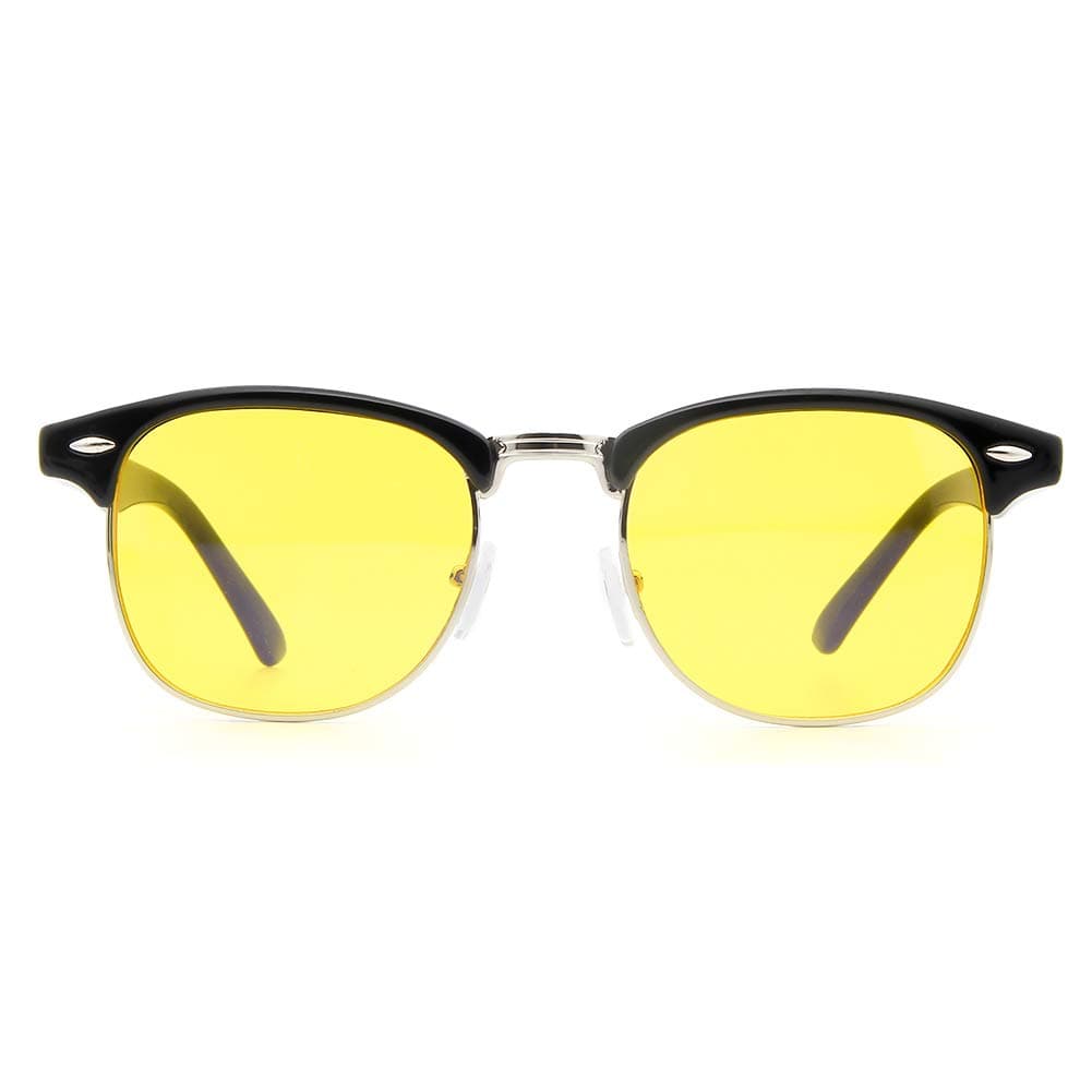 Cyxus Blue Light Filter [Semi-Rimless ] Computer Glasses, Anti Eye Fatigue Clear Lens Eyewear, Unisex(Men/Women) (Black Frame/Yellow Lens)