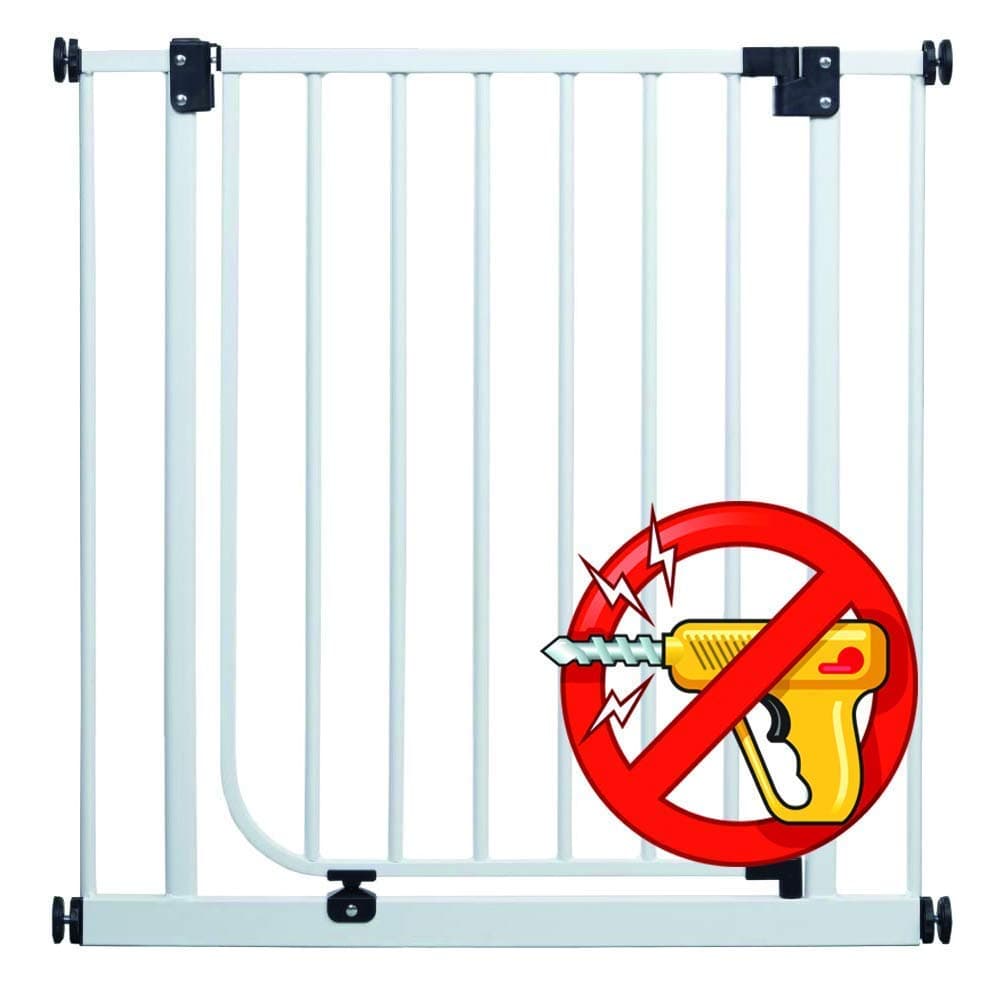 van Hoogen® Model: CLEA - Door + Stair Safety Gate in 4 Colours | Suitable for 62 cm – 212 cm | Height 77 cm | No Drilling | Easy Assembly | Stairgate for Babies and Dogs