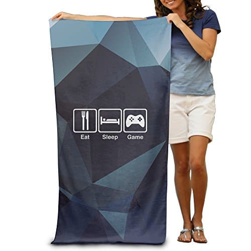 Edgar Bell Beach Towel Eat Sleep Game Repeat Microfiber Towel