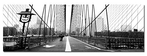 Elementem Big Canvas Wall Art – Brooklyn to NYC B&amp;W Photo Print 20 x 60 inches – Ready to Hang Frameless Contemporary Statement Wall Art, Wall Mounted City Skyline Photography