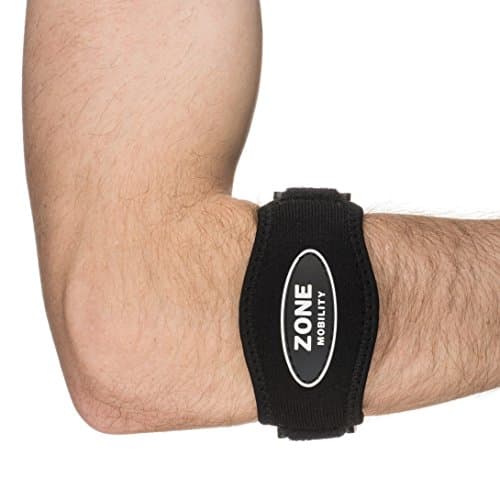 Zone Mobility Tennis Elbow Brace (2-Pack) — Neoprene Compression Supports Forearm, Reduces Strain &amp; Provides Pain Relief for Athletes, Golfers, Fishing and Billiards – Adjustable Comfort