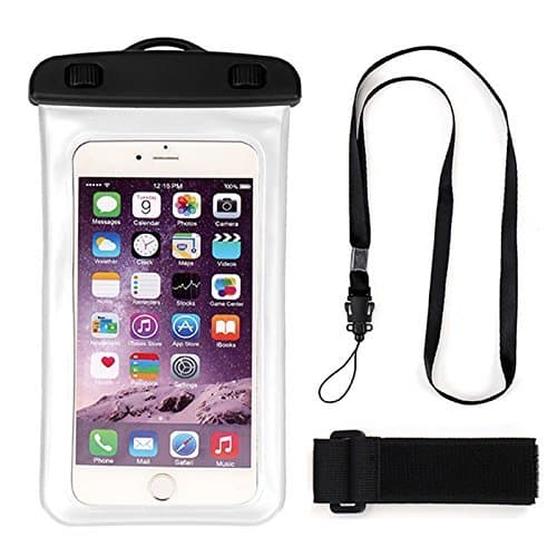 100% Waterproof - Dustproof- cell phone pouch - case - bag - floating - IPX8 Waterproof - Lanyard, Armband and Audio Jack For Mobile Phones up to 6 inches in size