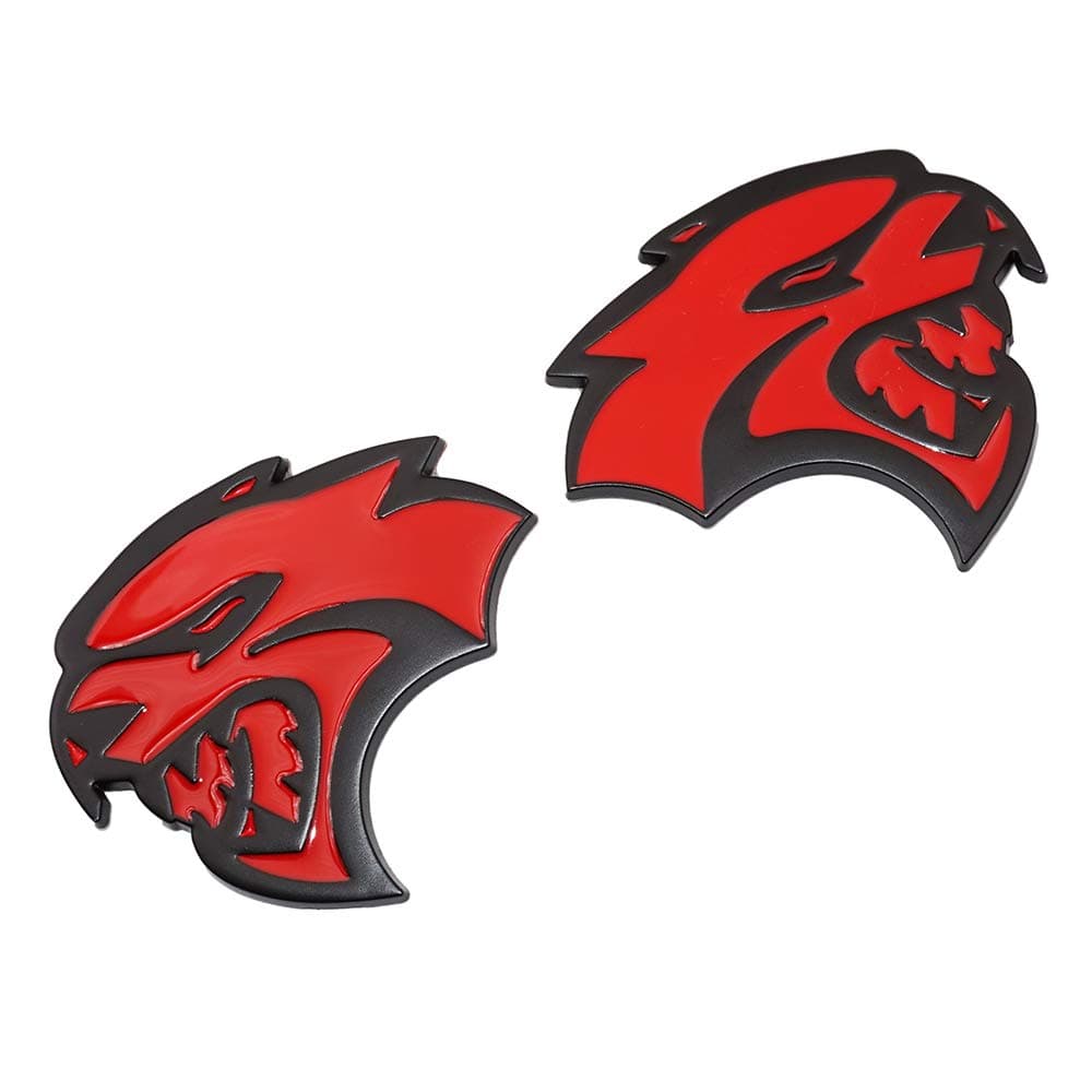 UAUTO 3D Metal Hellcat Set Badge Decal Sticker Emblem for Auto Car Motorcycle (Black Fill Red)