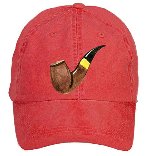 Qikdg Custom Adjustable Finny Drawing Pipe Baseball Caps-Washed 100% Cotton Red