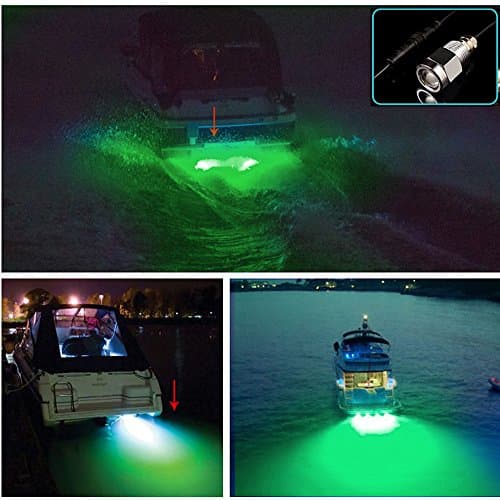 Green 6 led 1/2" NPT Underwater Boat Drain Plug Light with connector for fishing Set43
