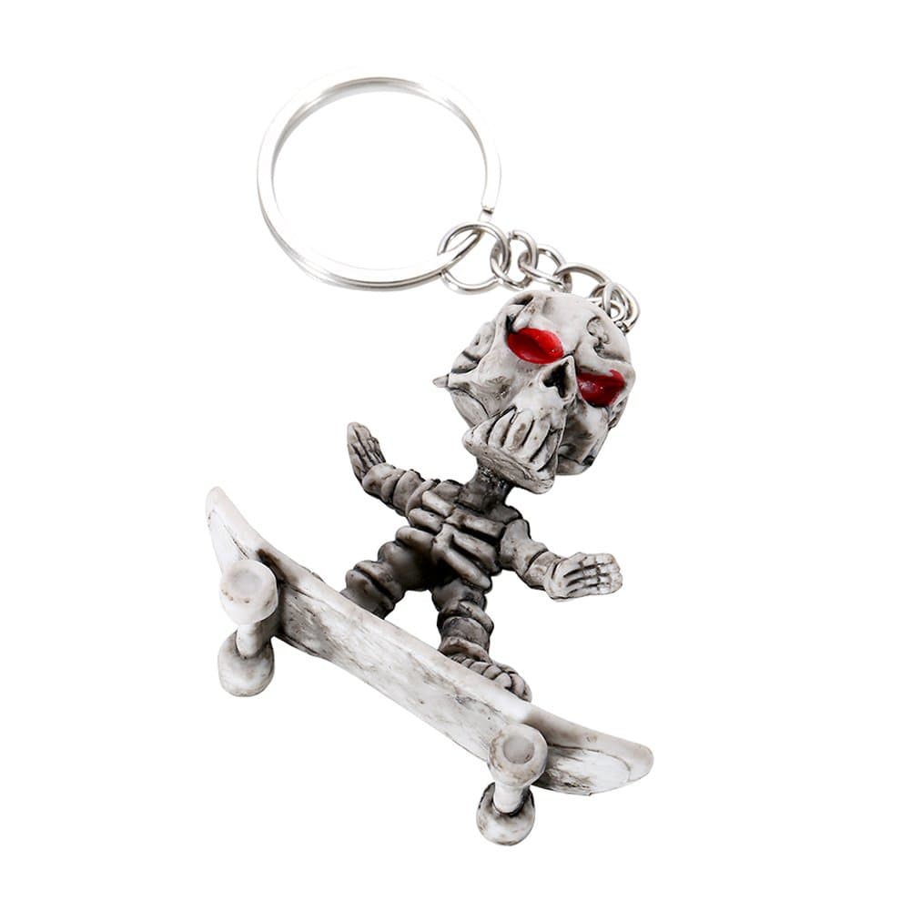 Zchenchen Creative Cool Skull Keyring Skeleton Skateboard Pendant Key Chain Keyfob Day of The Dead