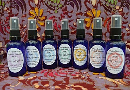 Chakra Crystal Energy Mist Set with Gem Essence and Essential Oils complete set of 7 bottles for meditation, clearing and purifying