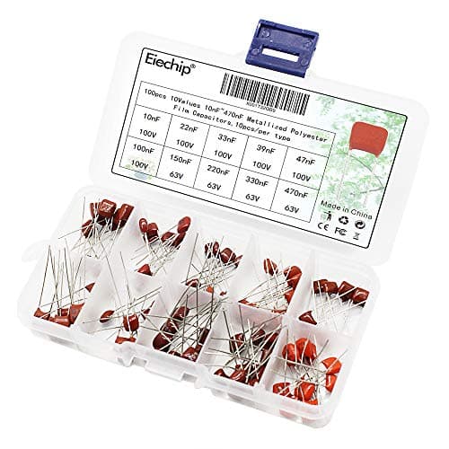 Eiechip 100pcs/ lot 10nF~470nF Metallized Mylar Capacitor Classification Kit High Precision and Stability Sample 10nF 22nF 33nF 39nF 47nF 100nF 150nF 220nF 330nF 470nF