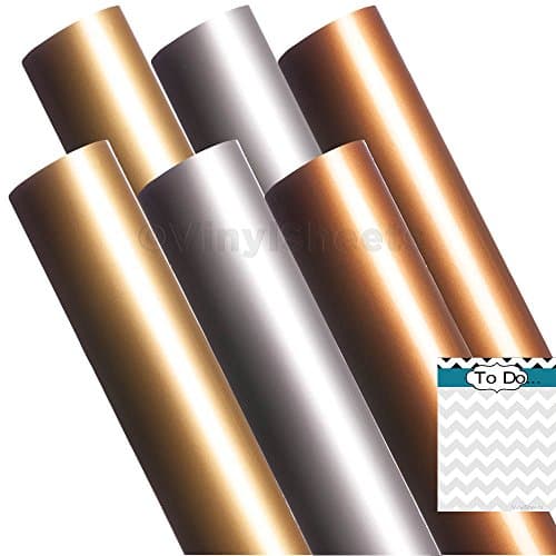 B2G301 12 x 24 Inches Gold Silver Copper 2 sheets of each color Gloss Permanent Outdoor Adhesive Backed Vinyl Sheets Rolls for Personal Craft Vinyl Cutters make Wall Decals Vinyl Lettering Stickers at Home Decor