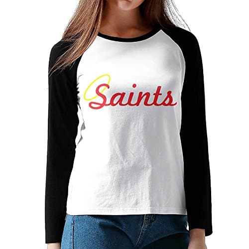 Saints Logo Black Nerd Raglan Sleeves Tshirts