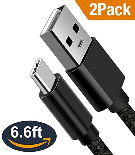 USB Type C Cable,[2PACK 6.6FT] Long Nylon Braided Fast Charging Cord,CiCely USB to USB C Charger for Samsung Galaxy S8,S8+,S8 Plus,LG G6 V20 G5,Google Pixel XL,Nexus 5x/6p,OnePlus 3T,MacBook Pro