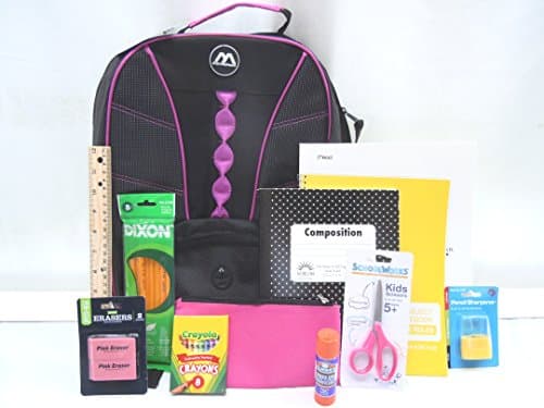 17" Girls Backpack with 11-piece Elementary Back to School Supplies Classroom Essentials Bundle