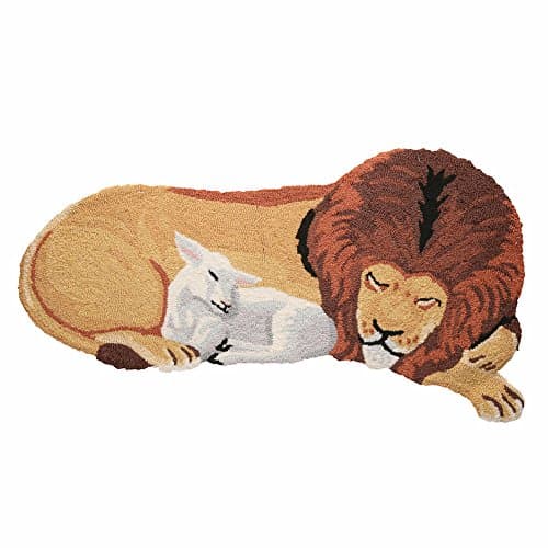 Peace On Earth Lion and Lamb Hooked Accent Rug
